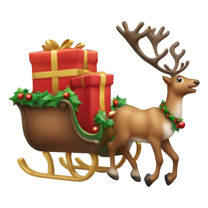 Reindeer pulling a Christmas sleigh behind it sticker