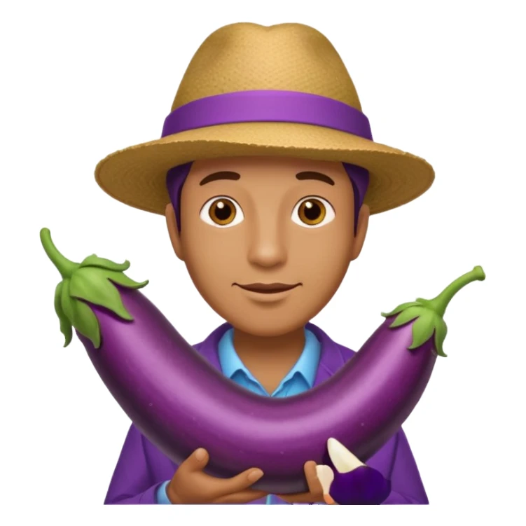 Man and long eggplant sticker