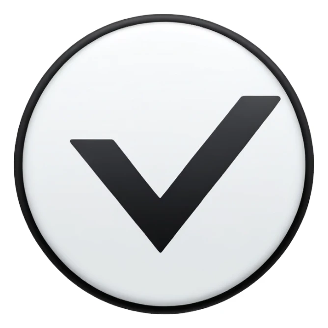 A black circle with a white checkmark inside it, like a verified badge.” sticker