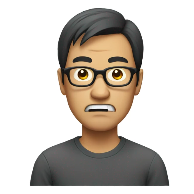 Angry Asian man with glasses sticker