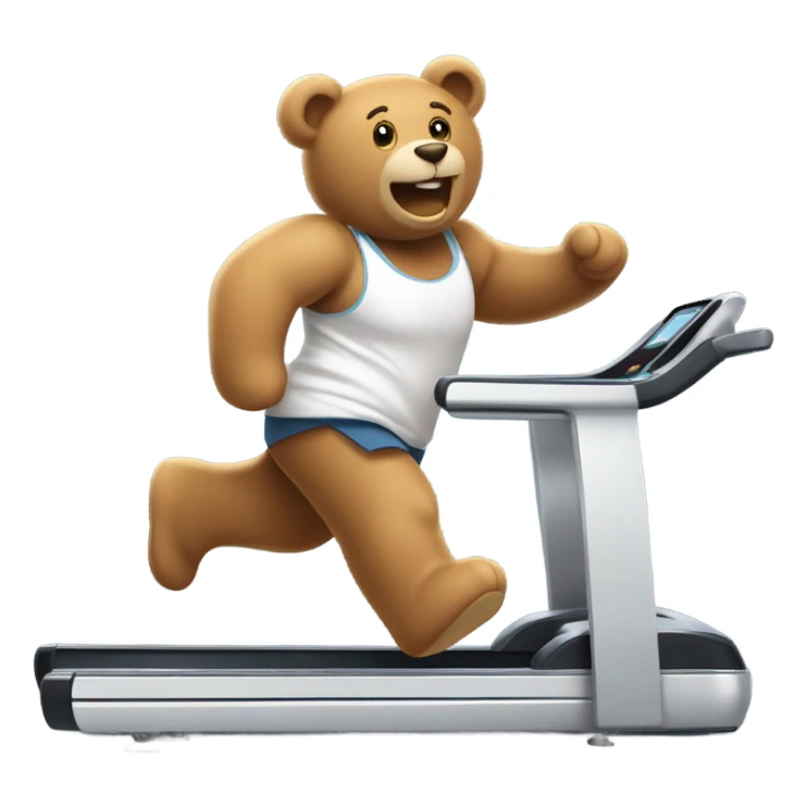 Teddy bear running on treadmill  sticker