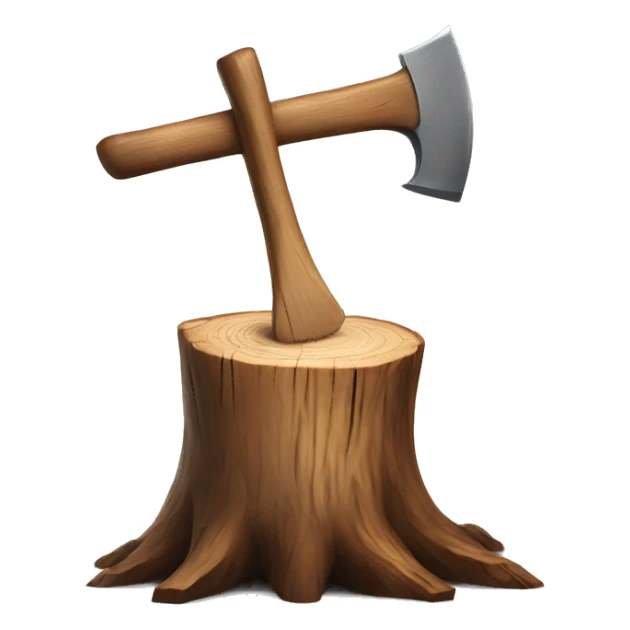 Realistic wood stump with axe chopping it sticker