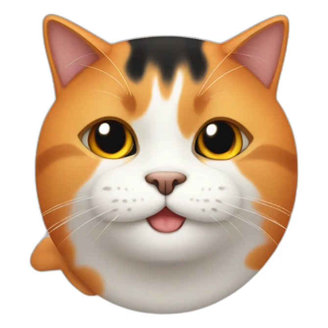 fat orange, white and black cat sticker