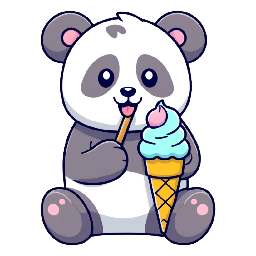 Panda eating ice cream sticker