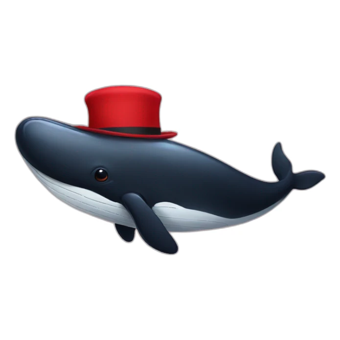 black whale in red hat sticker