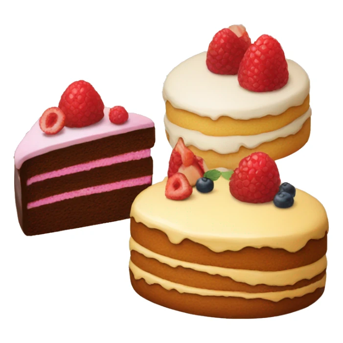 A wooden Table with three cakes on it sticker
