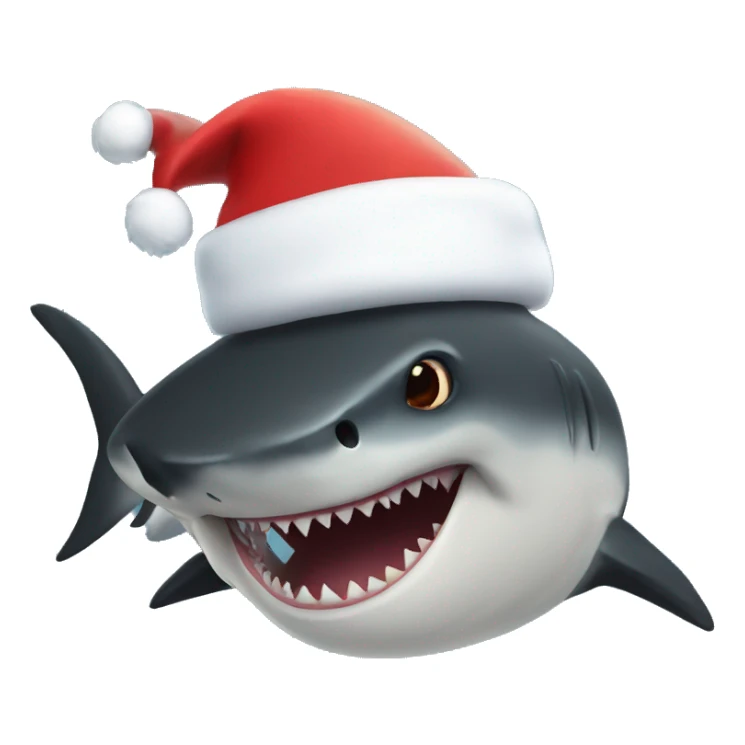 Black shark with Santa hat sticker