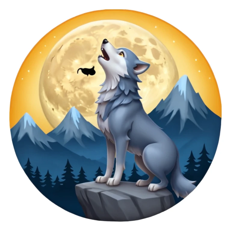 Wolf howling at the moon sticker