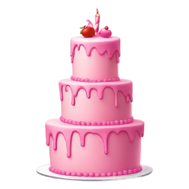 Tall Pink cartoon cake falling to side sticker