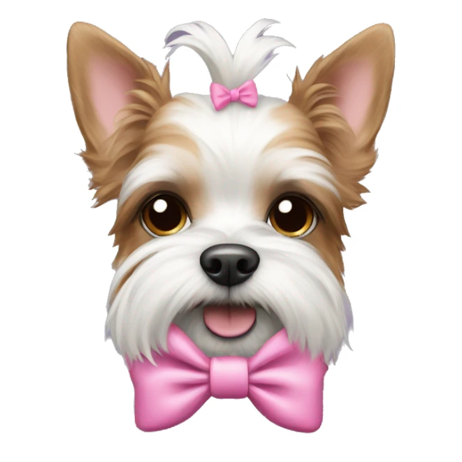 Biewer Terrier with pink bow sticker