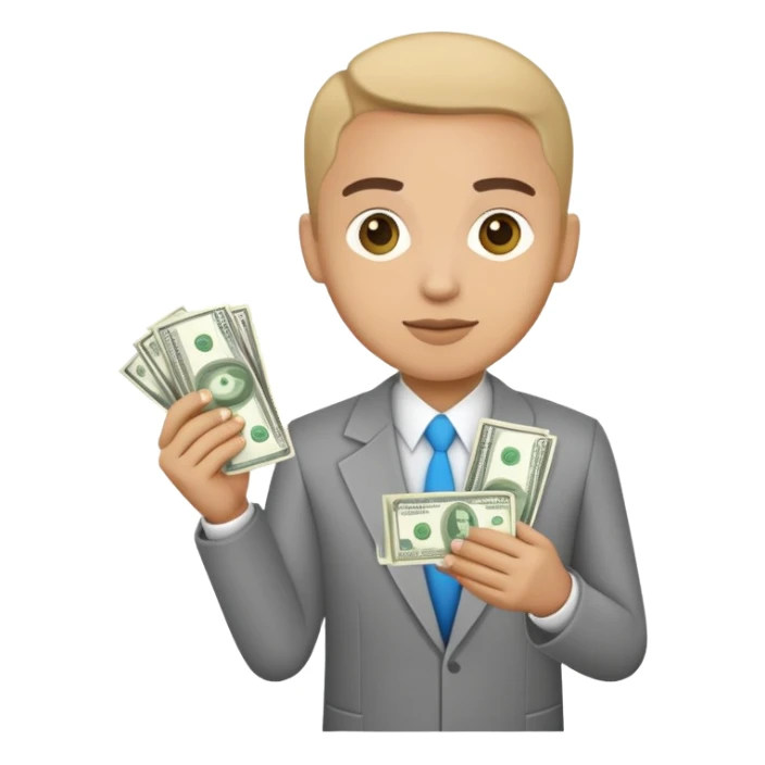 Bank teller holding cash sticker