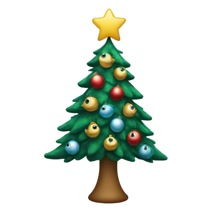 Christmas tree with fish-shaped balls sticker