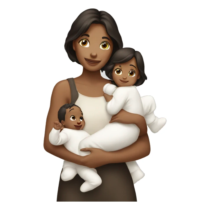 Brunette holding 4 white babies  sticker