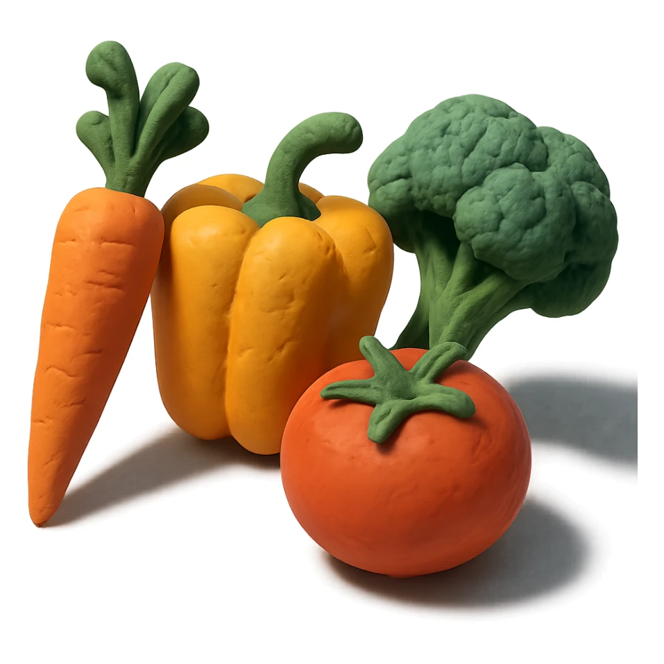 claymation style vitamin-rich vegetables sticker