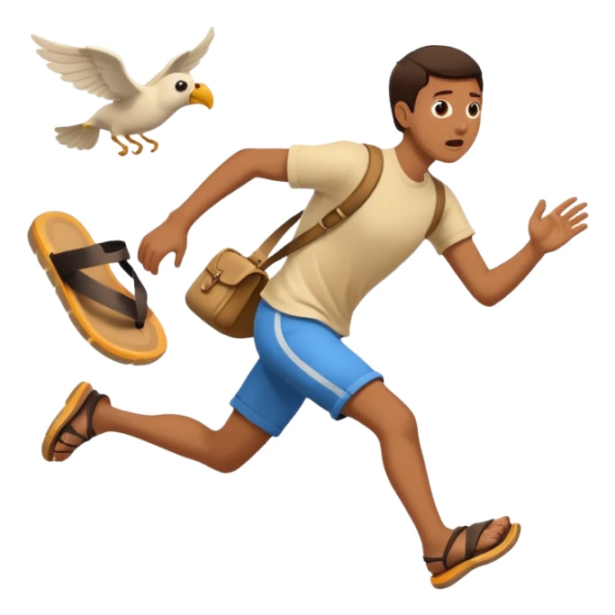 Running away from flying sandal sticker