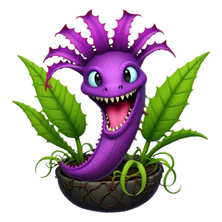 Black and purple Venus flytrap with vines sticker