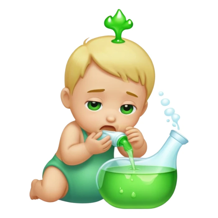 bebe vomitando liquido verde sticker