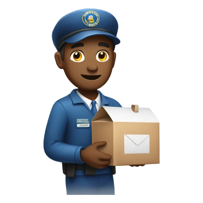 Mailman carrying a coffe sticker