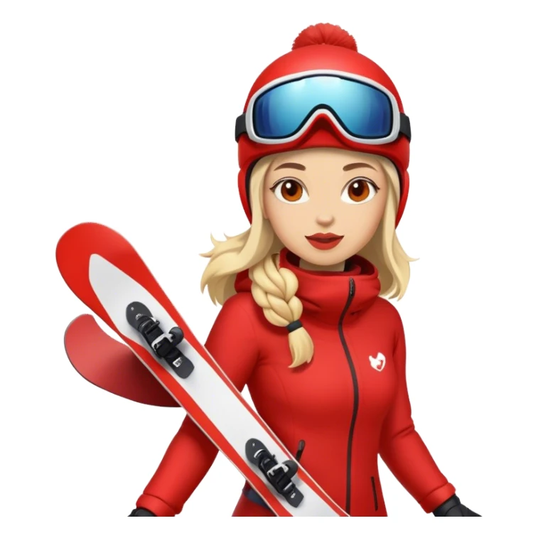 Female snowboarder in red sticker