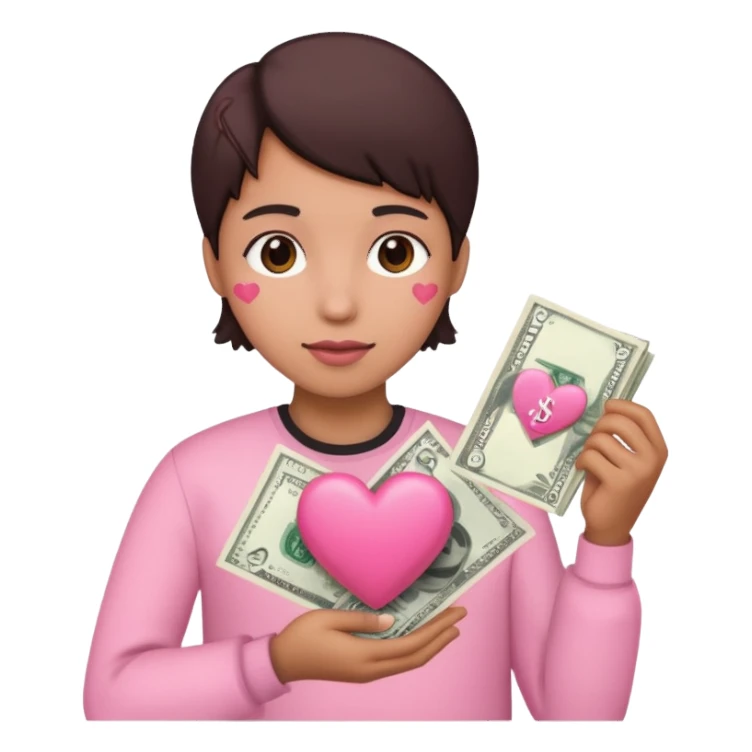 coração rosa segurando dinheiro  sticker