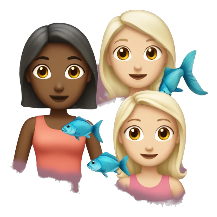 Three white girls with fish sticker