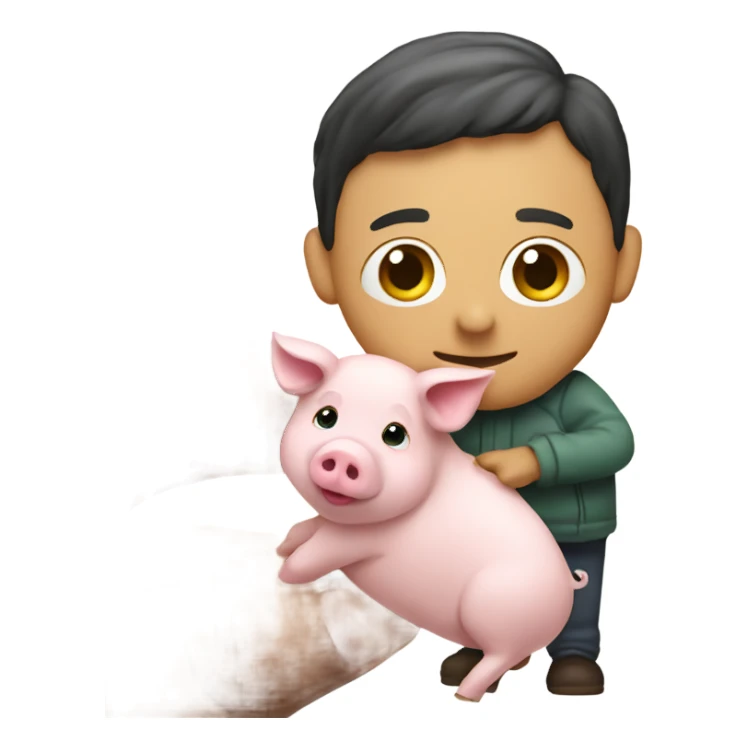 Holding a very tiny pig sticker