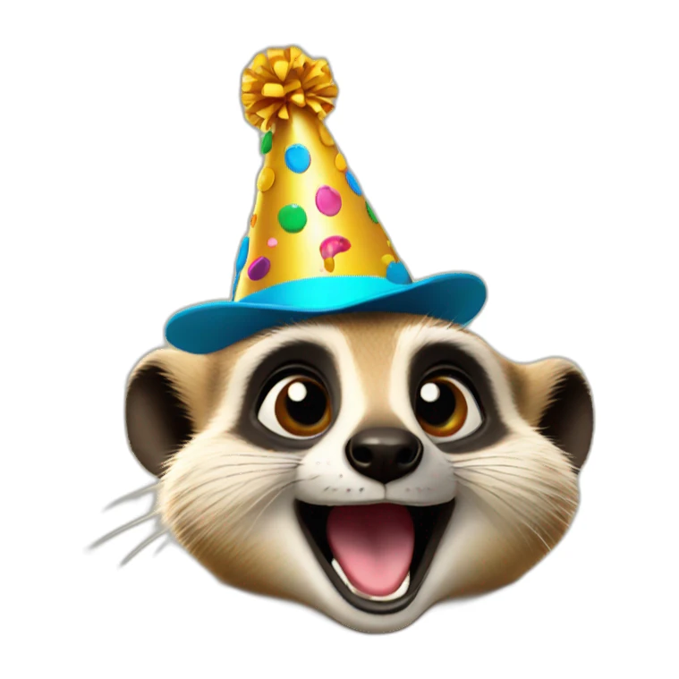 laughing meerkat with birthday hat sticker