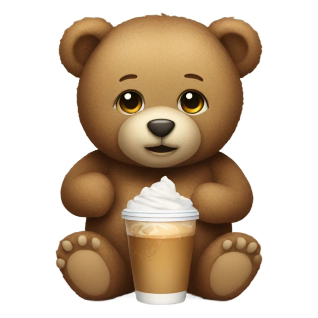 Teddy bear with iced coffee sticker
