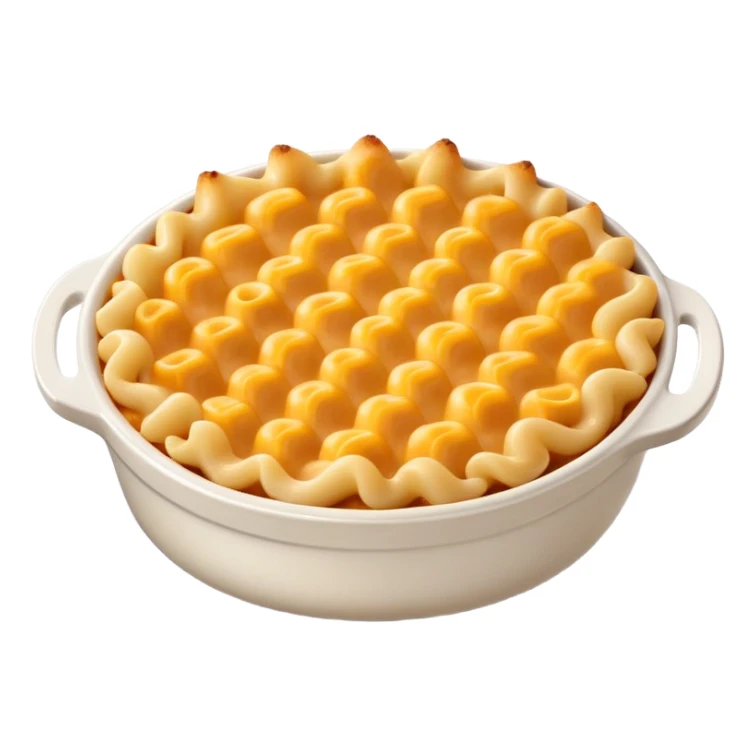 Brown baked Mac and cheese with sticker