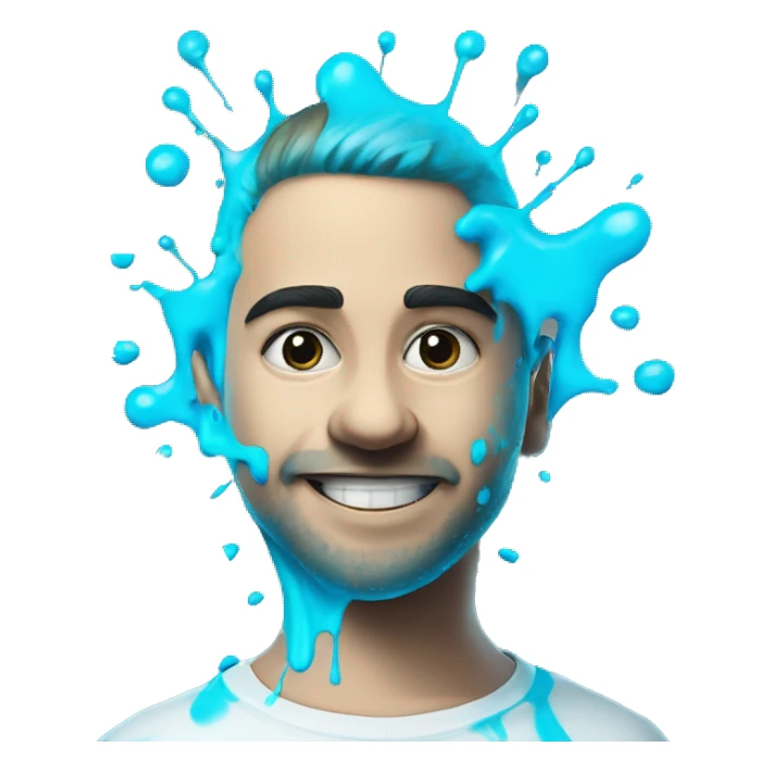 Glowing Cyan blue paint splash splatter sticker