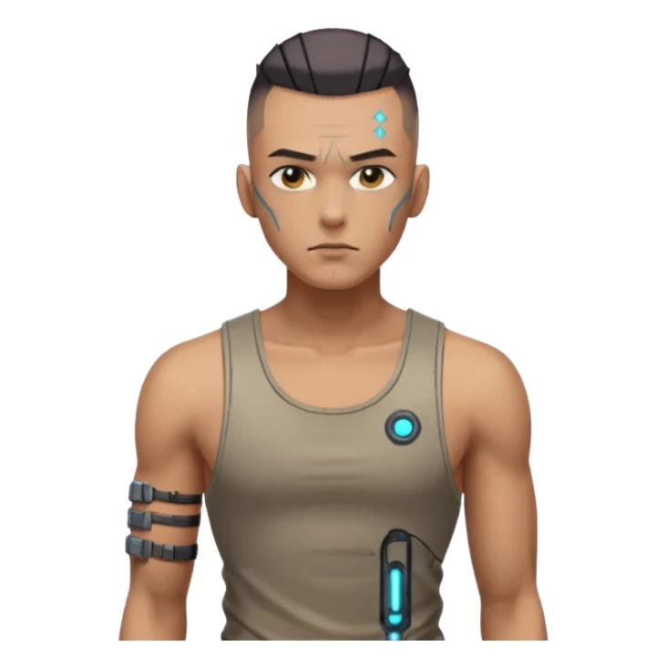 cyberpunk shaved man worn tank top sticker