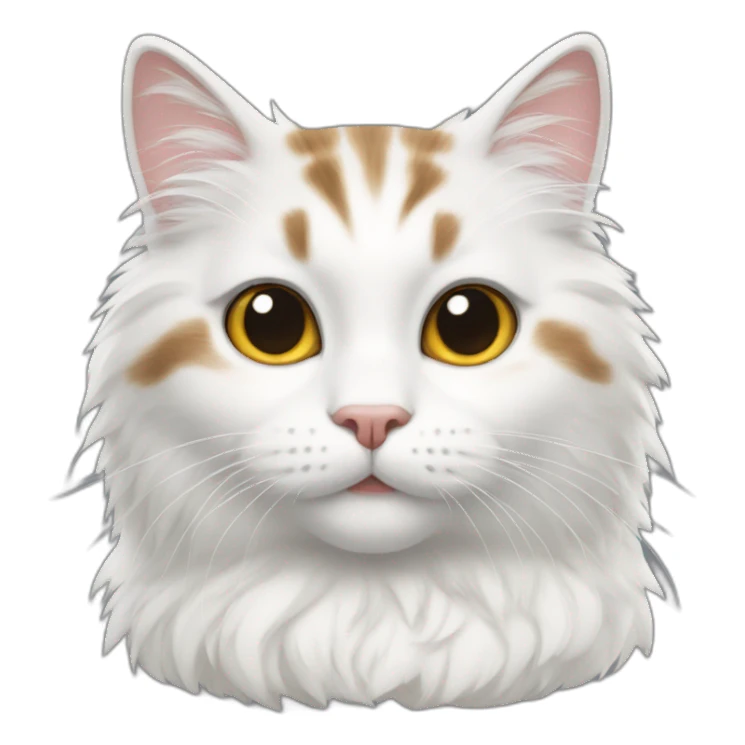 fluffy white and tabby cat sticker