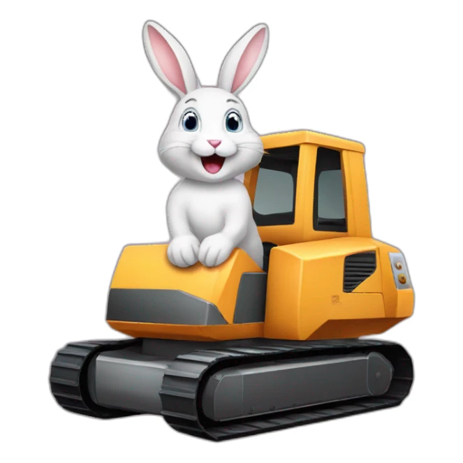 rabbit riding on bobcat machine sticker