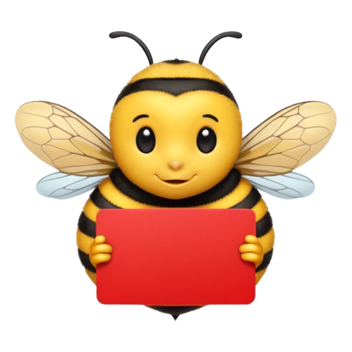 bee holding a red card sticker