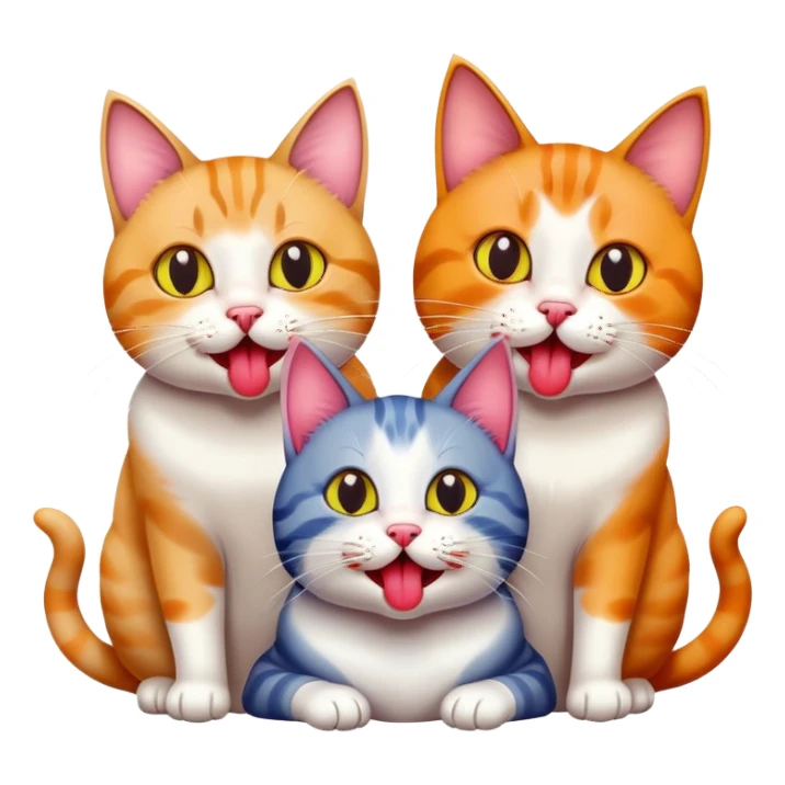 chat 3 couleurs qui tire la langue  sticker
