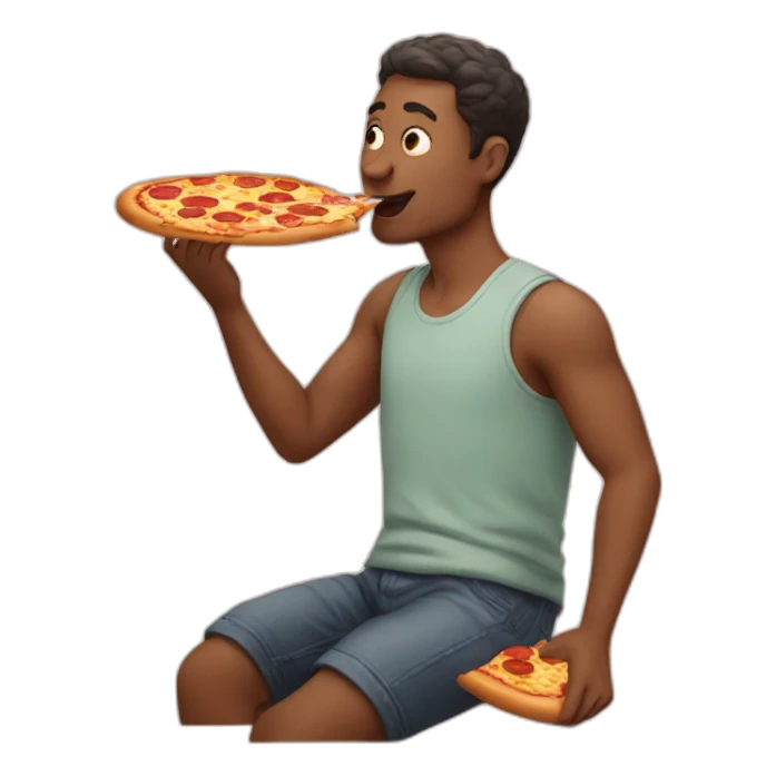man eating pizza sticker
