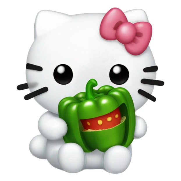 hello kitty eating green bell peppers  sticker