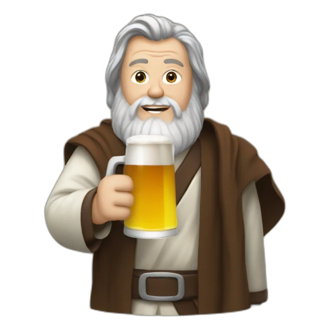 obiwan holding a beer and a computer sticker