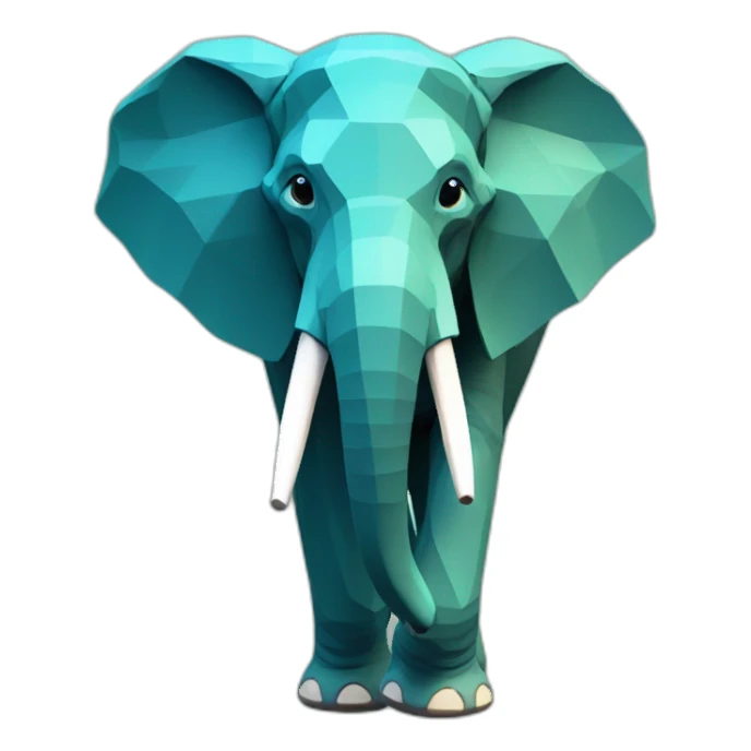 Teal blue elephant low poly sticker