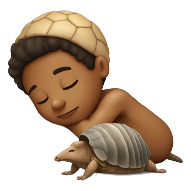 Boy sleeping with an armadillo  sticker