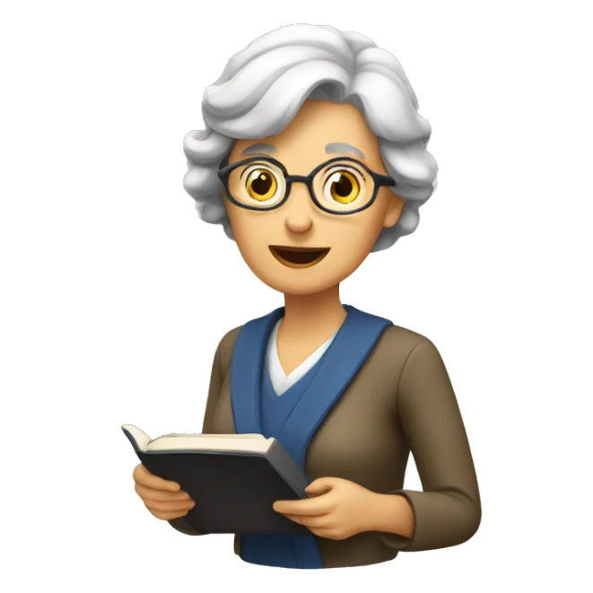 older female giving a lecture sticker