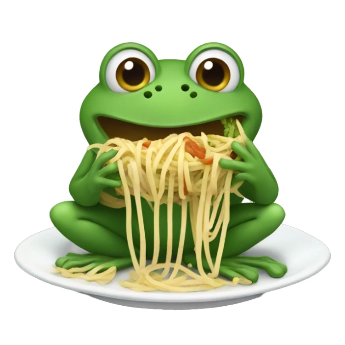 Frog eating spaghetti  sticker