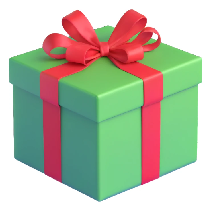 gift box, green with red ribbon sticker