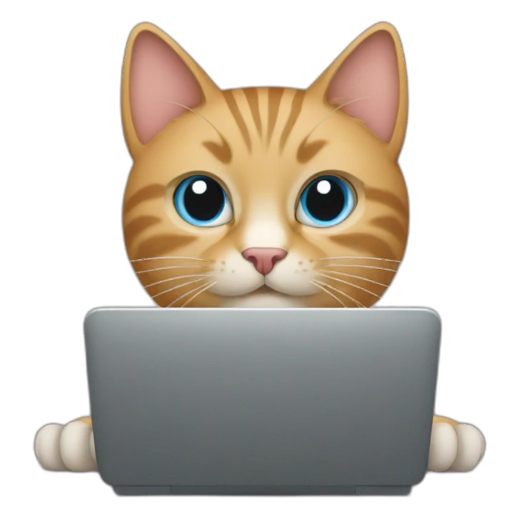 cat typing in front of a screen sticker