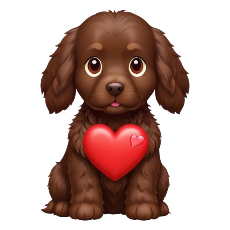 Chocolate Cocker spaniel with red heart  sticker