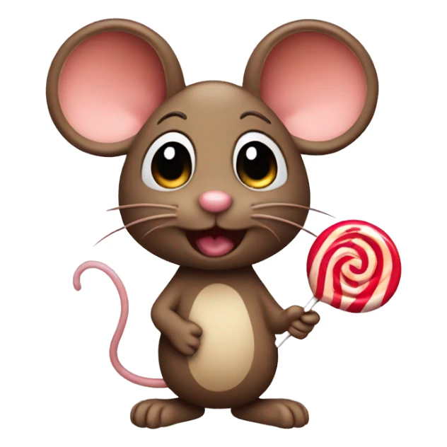 Brown mouse with lollipop sticker
