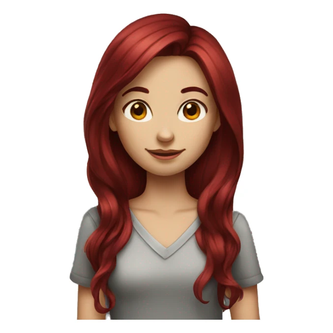 long dark red hair girl sticker