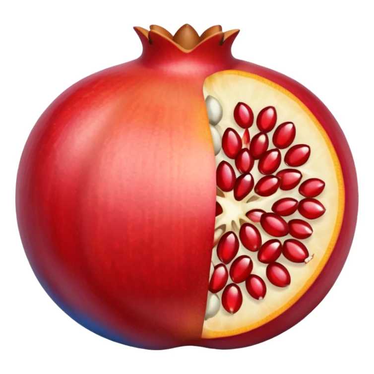 Pomegranate with red, blue and orange seeds inside sticker