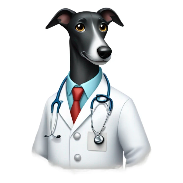 Black greyhound in doctor coat sticker