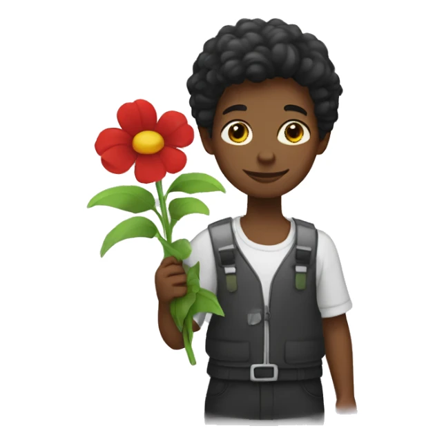 Un garçon noir qui tend une fleur  sticker